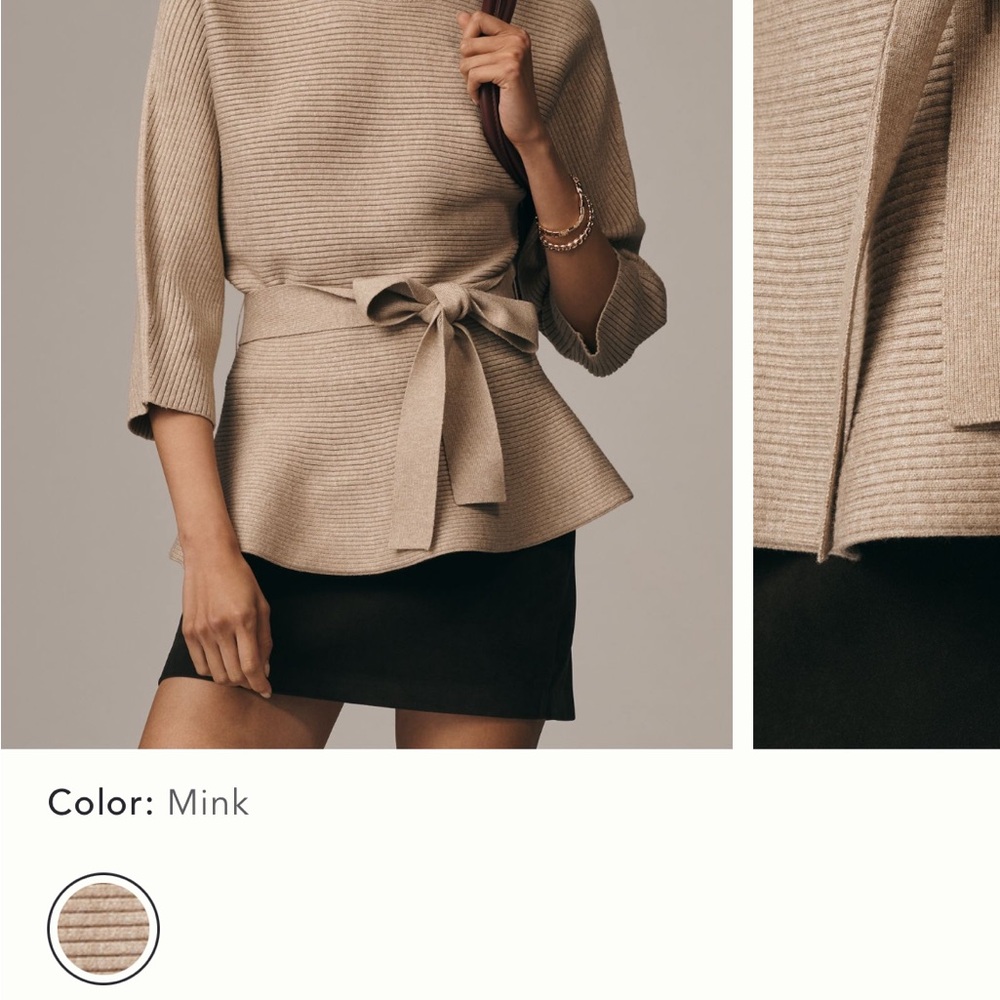 Maeve Ribbed Belted Sweater - NWT!  BLACK - Size XS